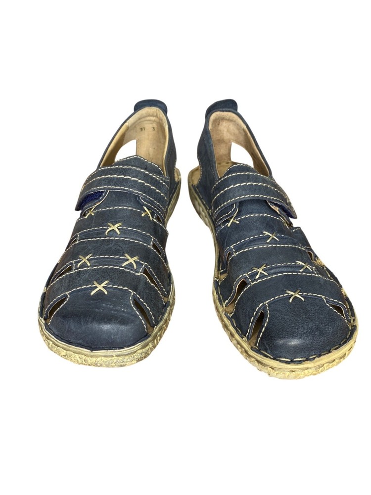 Josef Seibel Blue Leather Fisherman Sandals Size 6 / 37 Comfortable casual