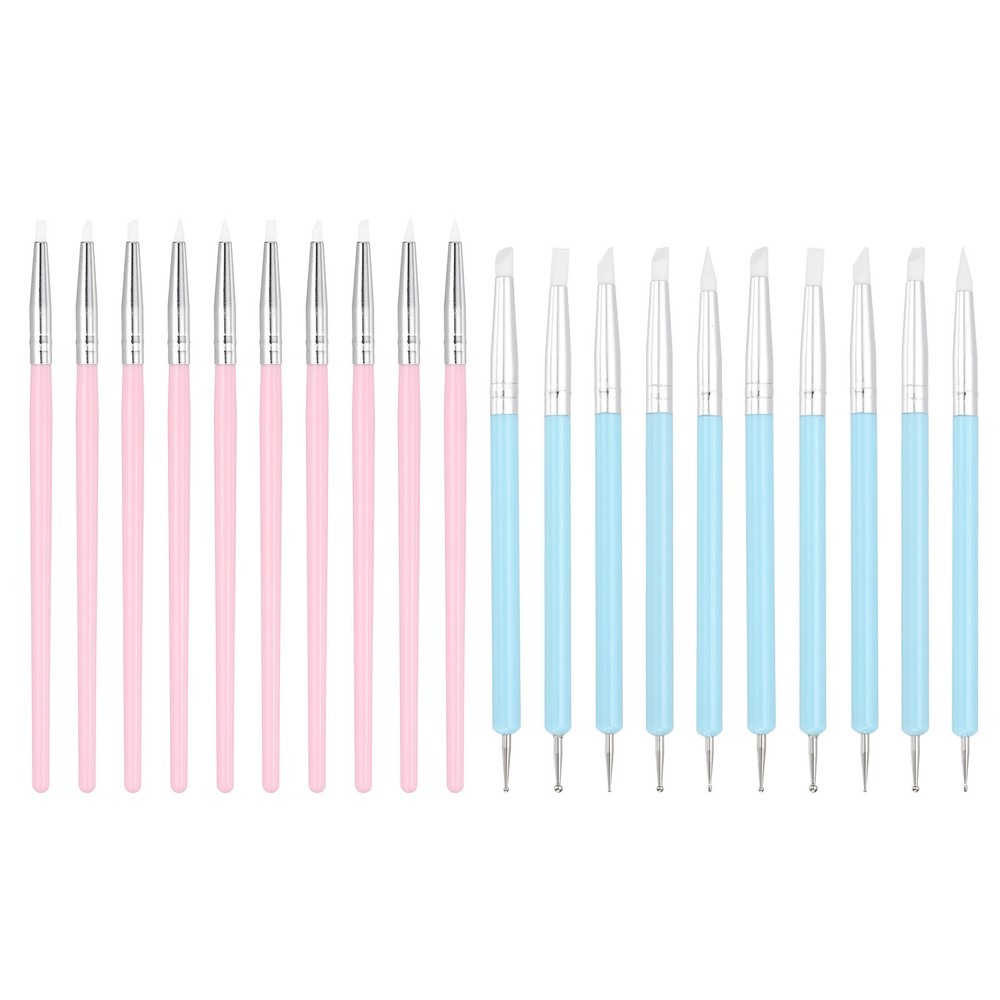 20 Pcs Silicone Clay Sculpting Tool, Pink/White (5mm/3mm)