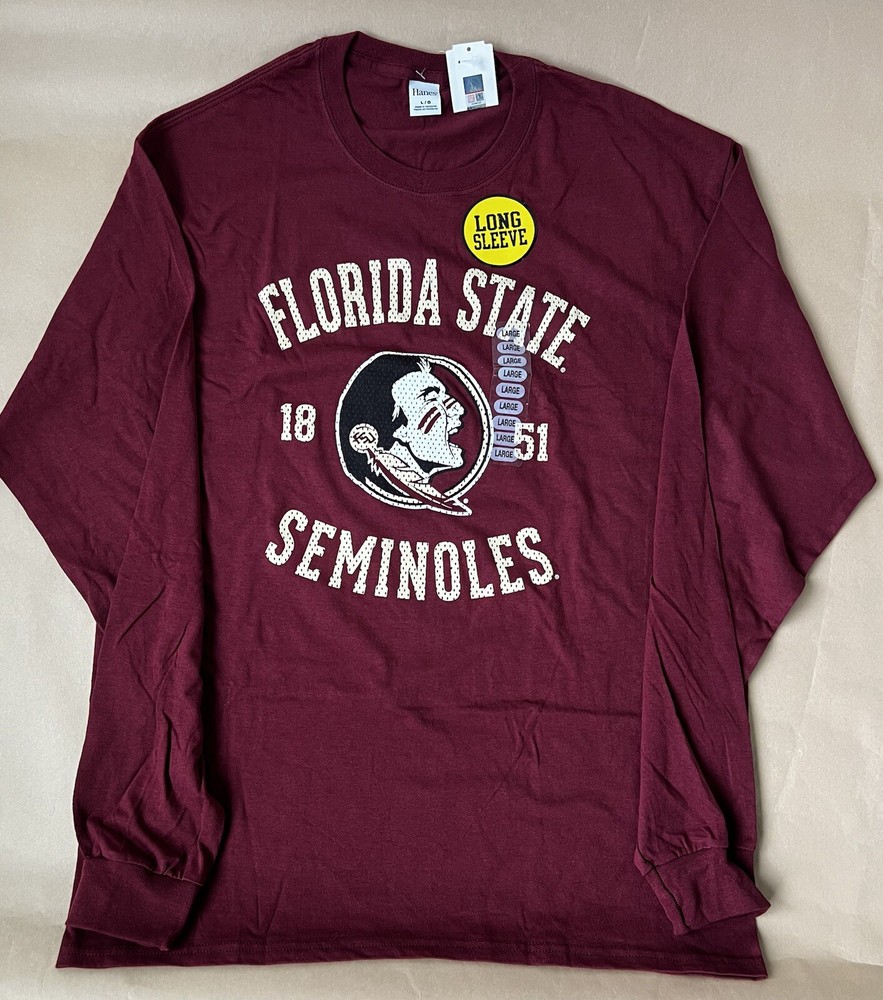 Mens Florida State Seminoles FSU Long Sleeve T-Shirt NWT Garnet & Gold