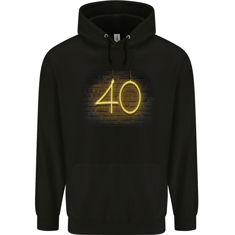 40th Birthday Neon Lights 40 Year Old Mens 80% Cotton Hoodie