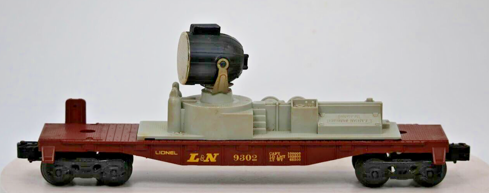 Lionel 9302 L&N Searchlight Car O27 Gauge 1970s 1:48 Scale Brown Freight Train