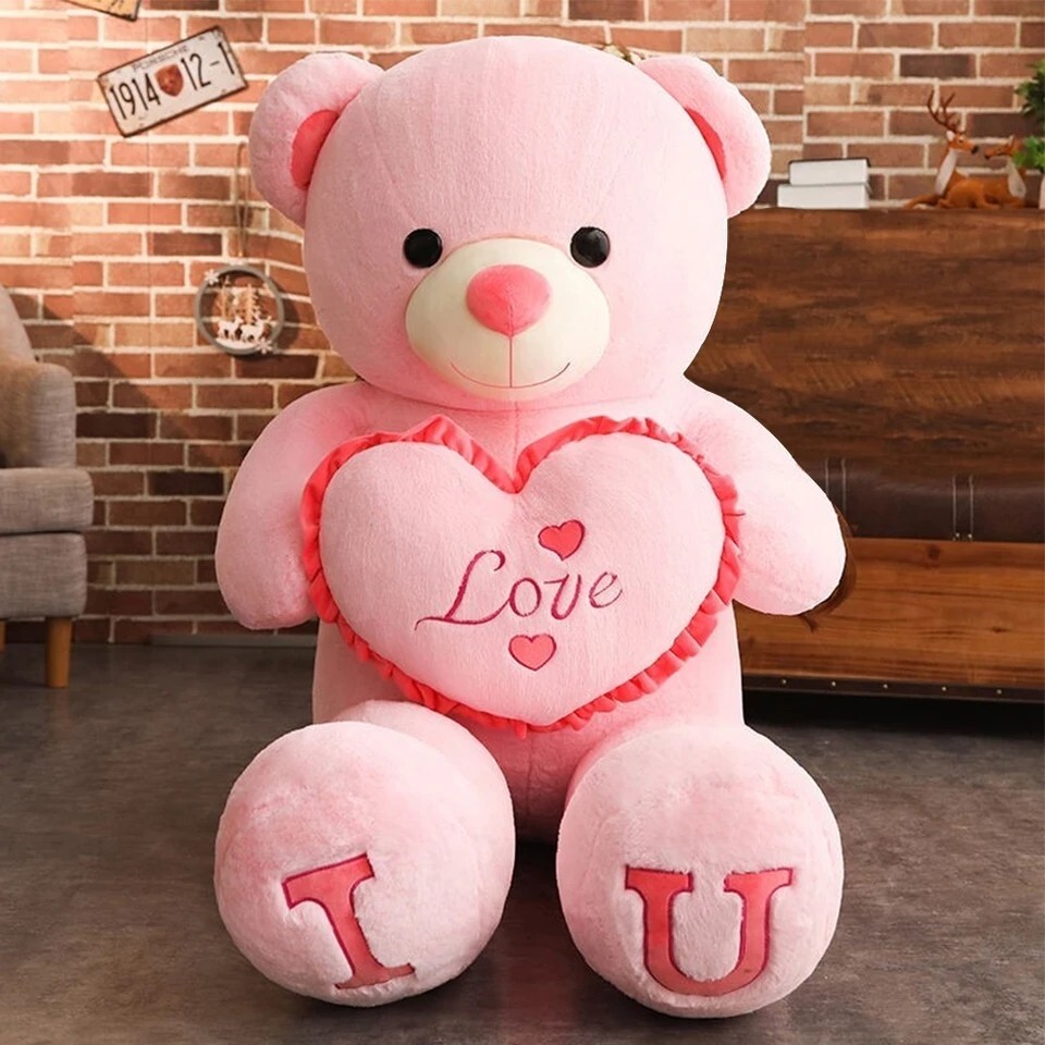 Giant Soft Plush Teddy Bear I LOVE YOU Valentine Gift For Her Huggable Cuddly Toy