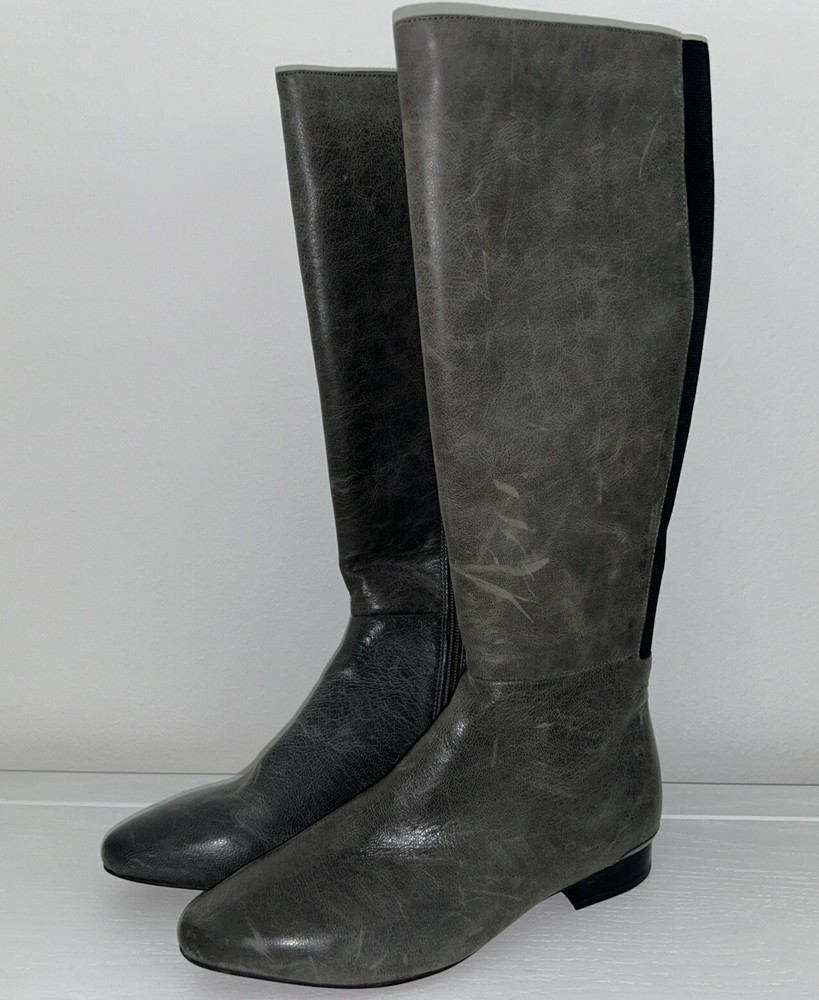 G.I.L.I  Chandra TALL Boot  Sz 7M Boho Classic Leather Riding Grey