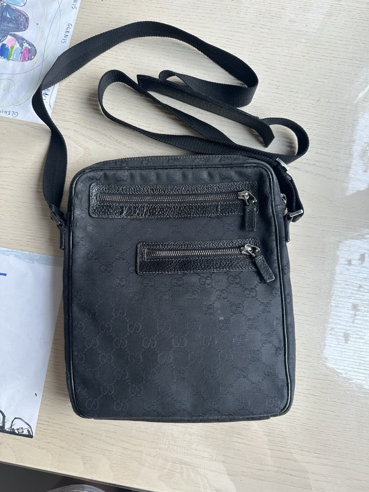 Gucci Monogram Canvas Crossbody Bag with Adjustable Strap