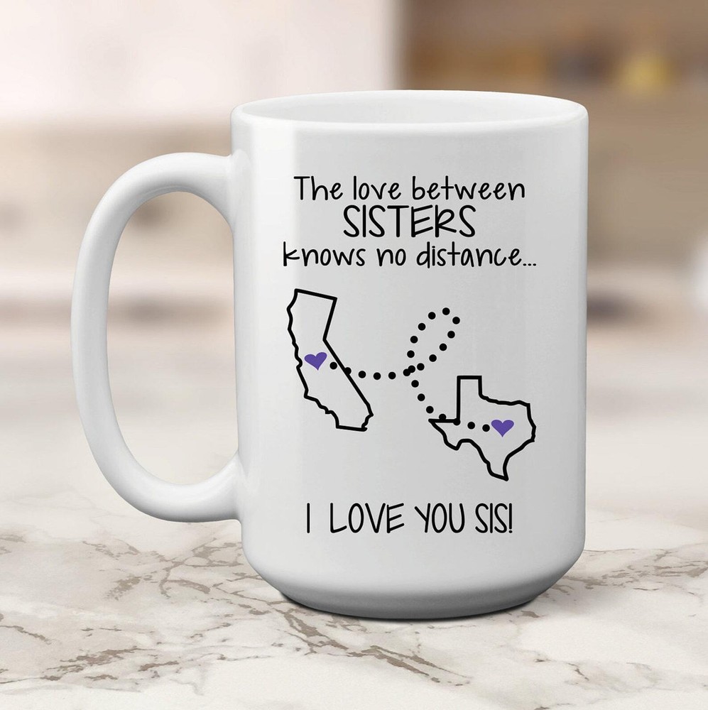 Long Distance Mug Sisters Coffee Mug State To State Mug Best Friends Gift Sister