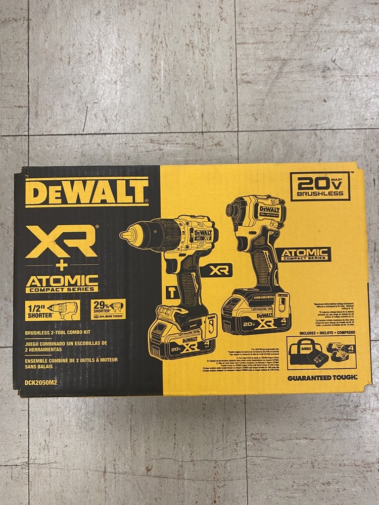 DeWALT 20V Li-Ion BRUSHLESS 2-Tool Combo Kit w/2 Battery, Charger DCK2050M2 NEW