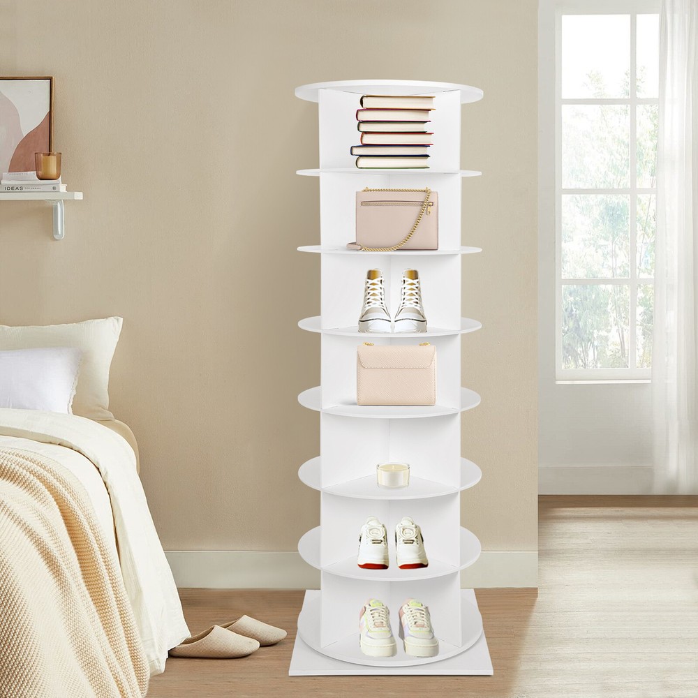 7-Tier 360-Degree Rotating Shoe Rack Tower with Storage Shelves