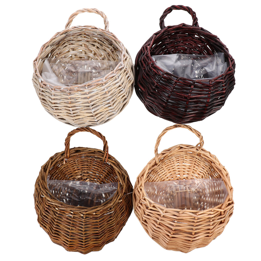 4 Pcs Willow Baskets Wicker Wall Hanging Planter Laundry Flower Baby