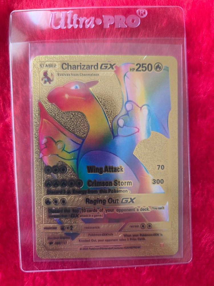 Pokemon Charizard GX Gold Foil Fan Art Collector Card  - 250 HP - 150/147