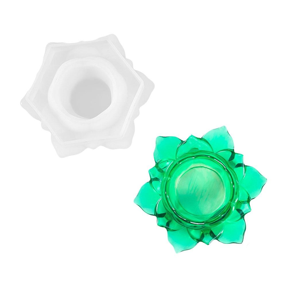 Lotus Flower Epoxy Candle Holder Mold DIY Resin Craft Tool for Casting