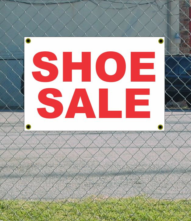2x3 Shoe Sale Banner Sign in Red & White New Discounts on Sizes & Prices with Free Shipping Included