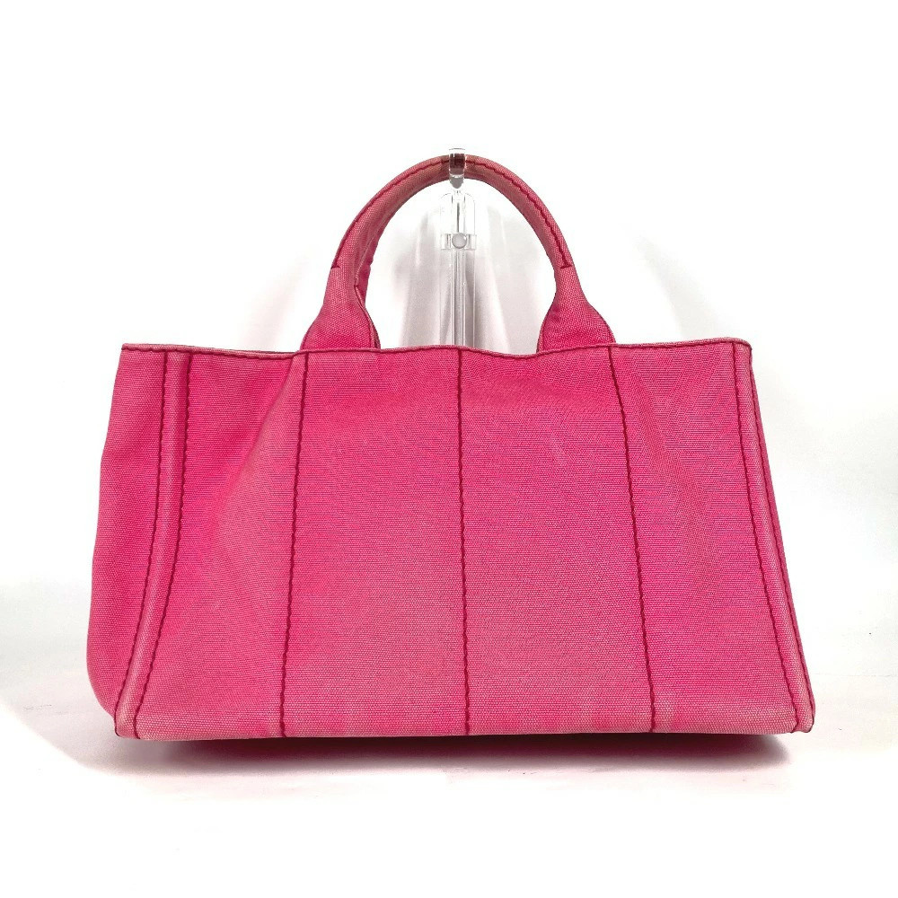RARE Vintage PRADA Canapa Logo Shoulder Tote Bag Pink Canvas Ladies Pre-Owned