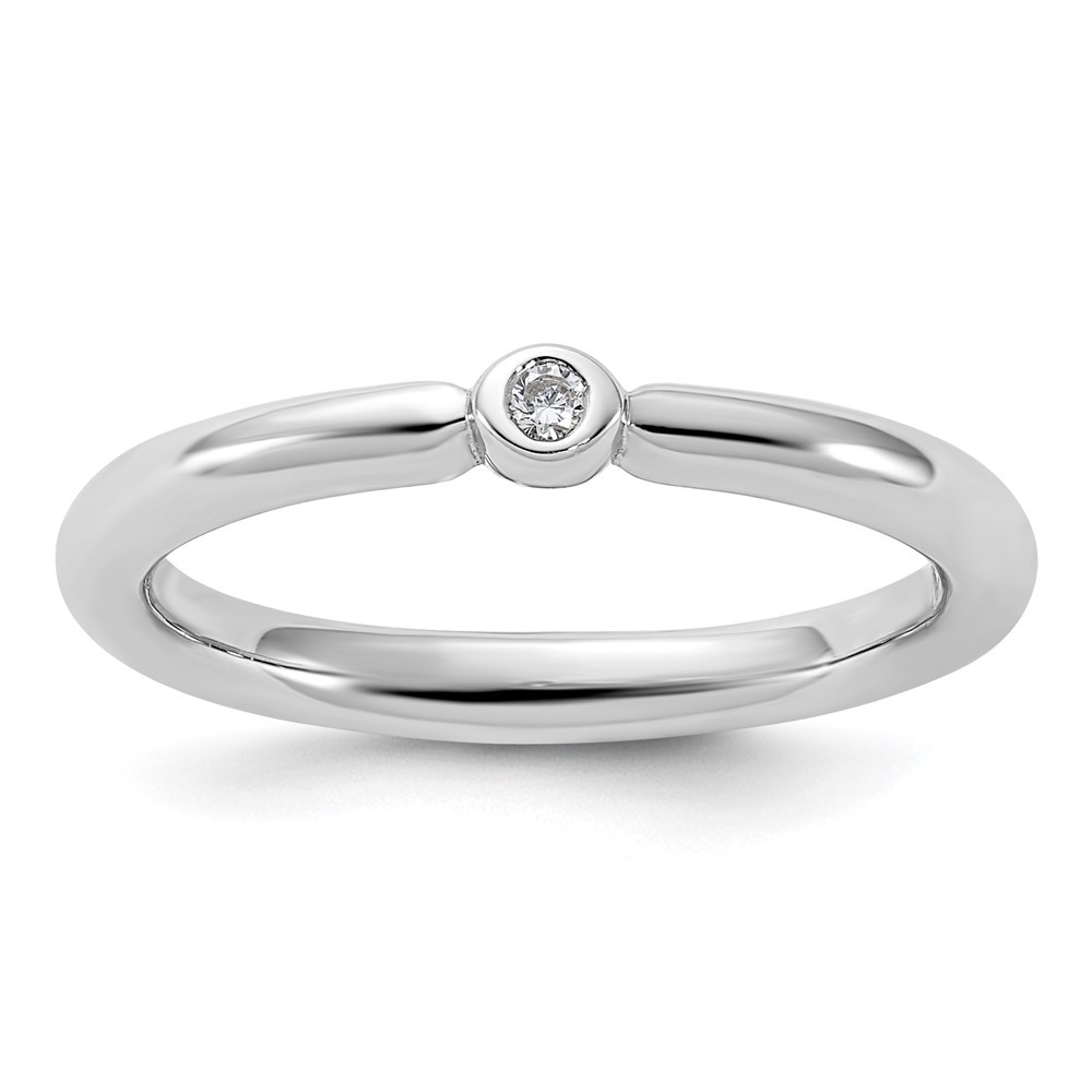 Sterling Silver Stackable Expressions Rhodium-plated Cubic Zirconia Ring Size 7