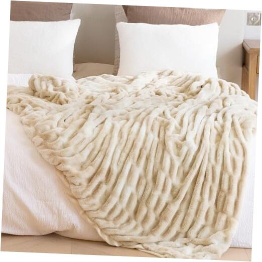Luxury Faux Fur Twin Blanket with Stretch Ruched Cozy Design