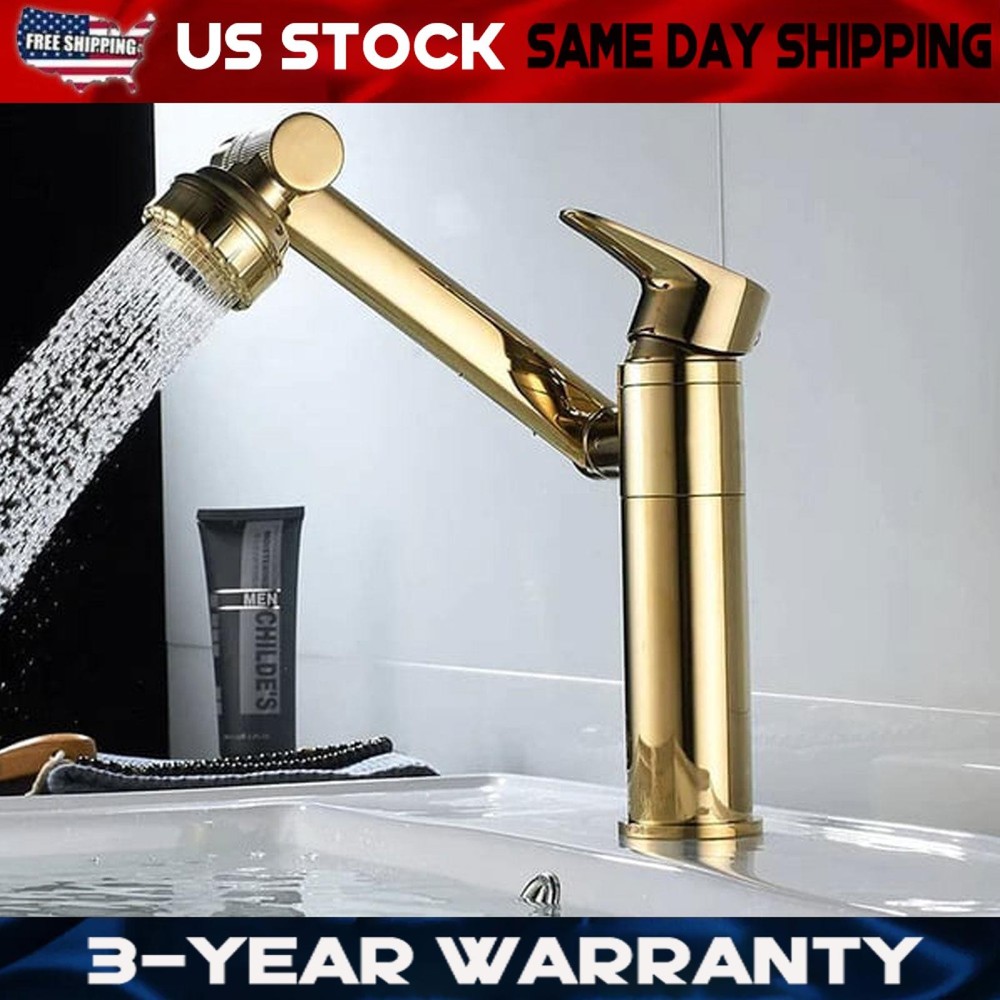 360-Degree Swivel Single Hole Basin Faucet with Hot & Cold Water Control