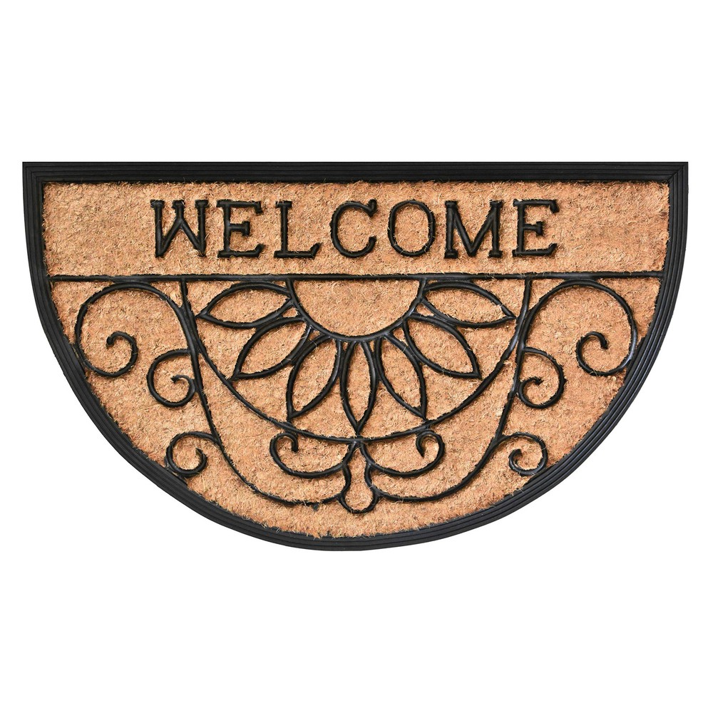 10009 Heavy-Duty 18x30 Welcome Scroll Coir and Rubber Doormat for Durability and Style