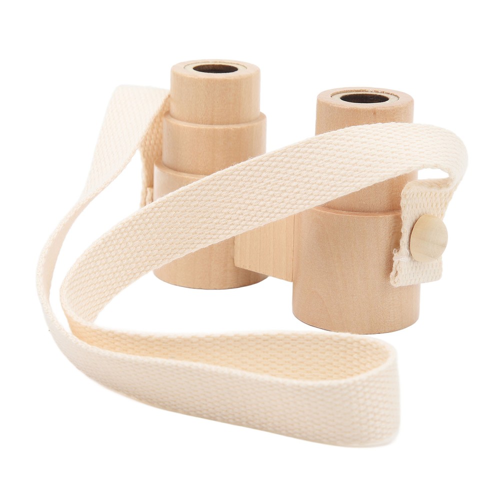 Kids Wooden Binoculars Clear Lens Hanging Strap Portable Binocular Telescope NEW