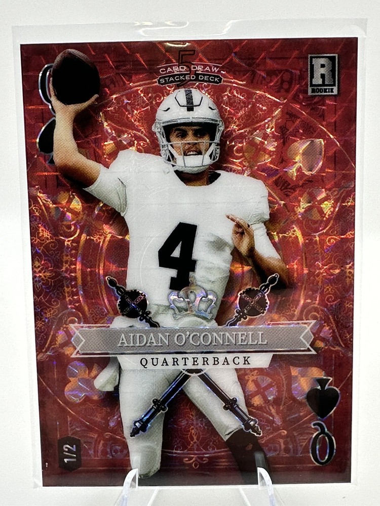 2023 Wild Card Aidan O’Connell 1/2 Red Holo 5 Card Draw/Queen Of Spades RARE!!