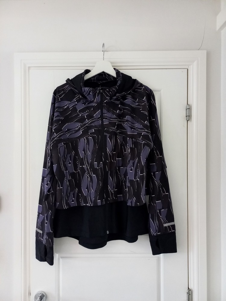 Sweaty Betty Black Purple Zip Hoodie Jacket Size XL Fit 16 Uk Stretchy