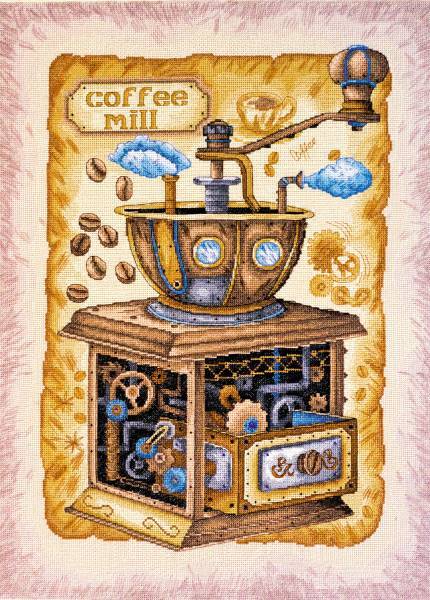 Cross stitch kit - Coffee beans 40x54cm Beige Aida 14ct needlepoint kit