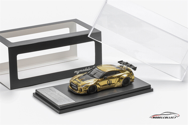 Model Collect MC 1:64 GT-R R35 LB Chrome Gold Diecast Model Car