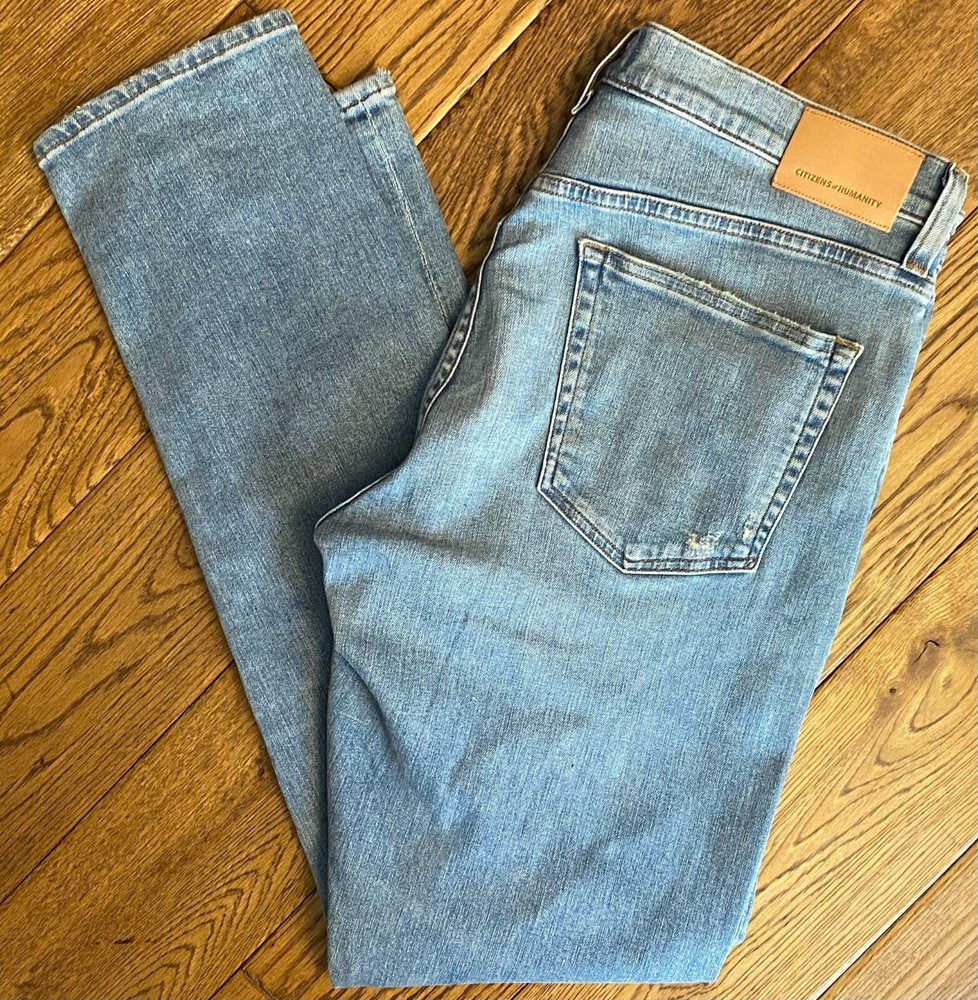 Citizens of Humanity London Jeans Mens 33x32 Slim Tapered Fit Distressed Stretch Zip Denim