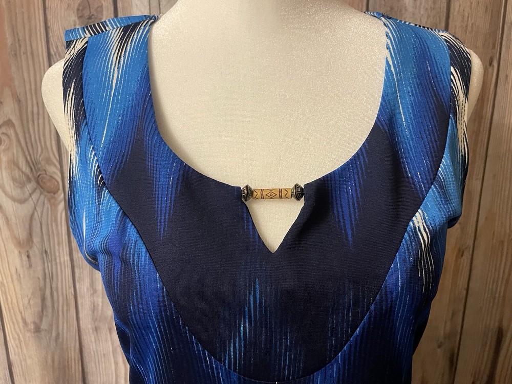 NEW DIRECTIONS * Blue & Black & White Designs Maxi Dress Women’s Size Small