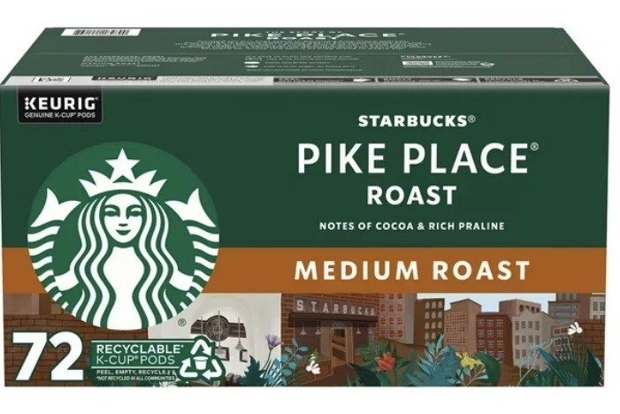 Starbucks Medium Roast K-Cup Coffee Pods, Pike Place, 72 ct.