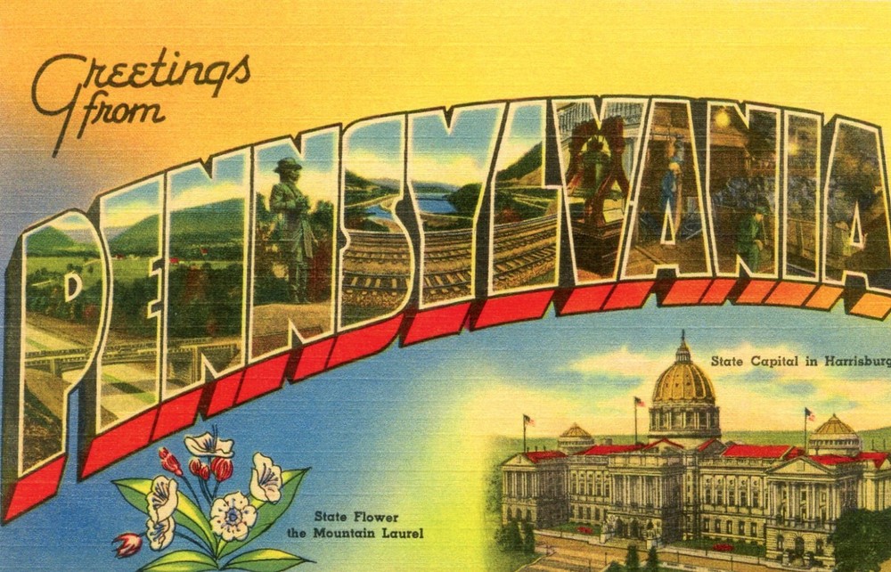 Pennsylvania, Large Letter Greetings with Scenes --New POSTCARD