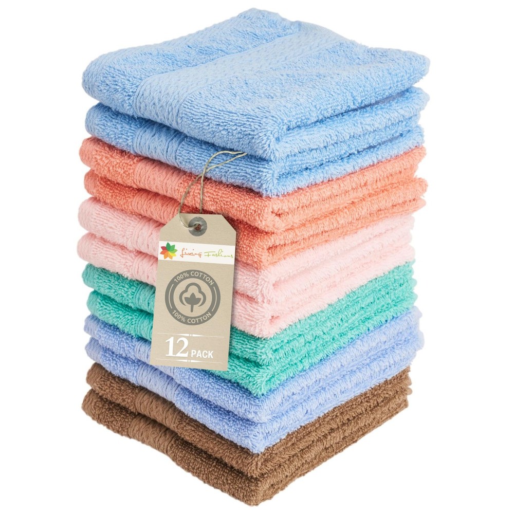 Luxurious 12-Pack 13x13 Thick Loop Pile Washcloths for Spa-Like Softness