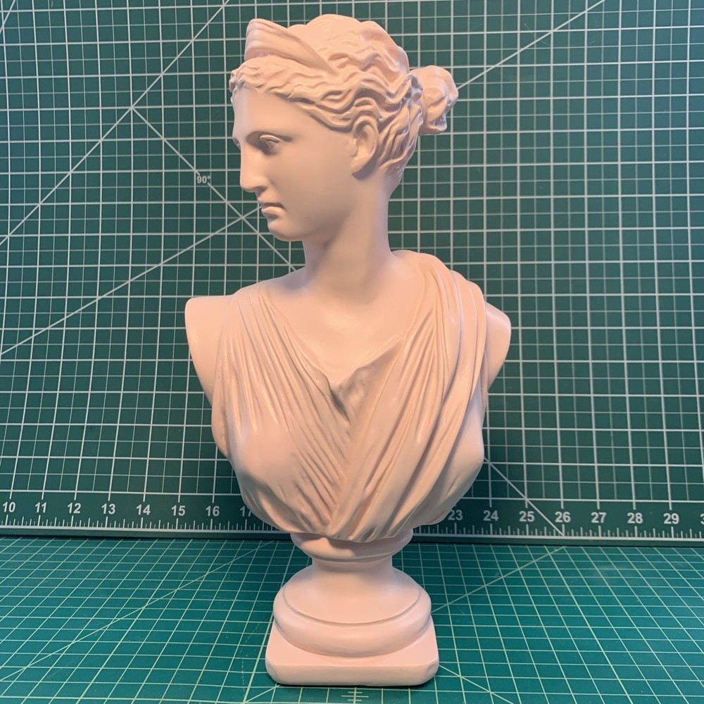Pink Resin Bust of Goddess Diana of Versailles 12x6.5x3.25 Inches