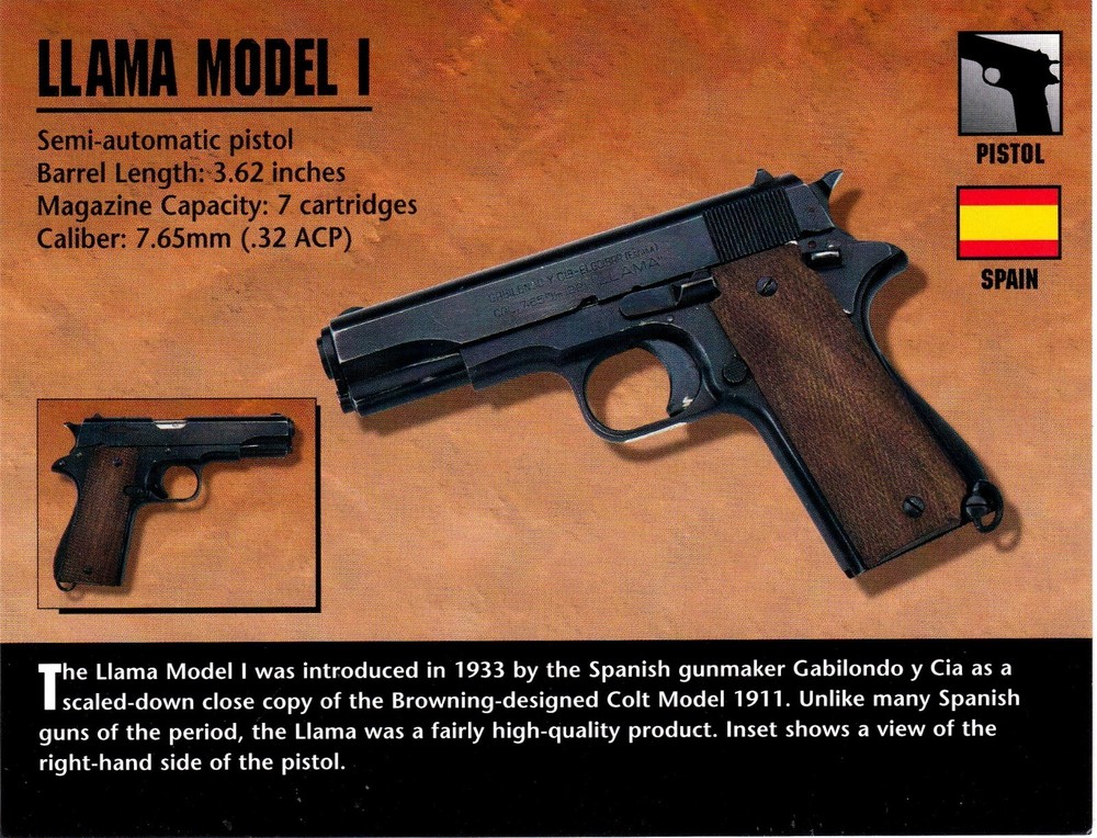 Llama Model I Pistol Classic Firearms Photo Card u