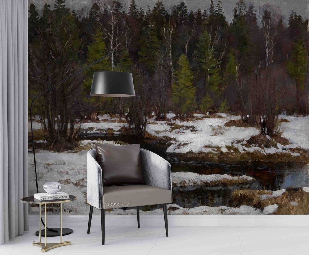 3D Winter Landscape Oil Painting Wall Murals Wallpaper Murals Wall Sticker 4