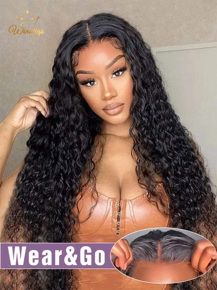 Glueless Brazilian Deep Wave Lace Front Wig Human Hair Pre Plucked Pre Cut