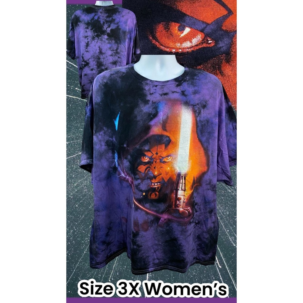 Star Wars 3X Her Universe Darth Maul Tie Dye Graphic T-shirt Purple