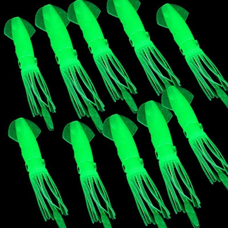 Glow-in-the-Dark Soft Octopus Squid Lures 10Pcs Saltwater Fluke Fishing Bait