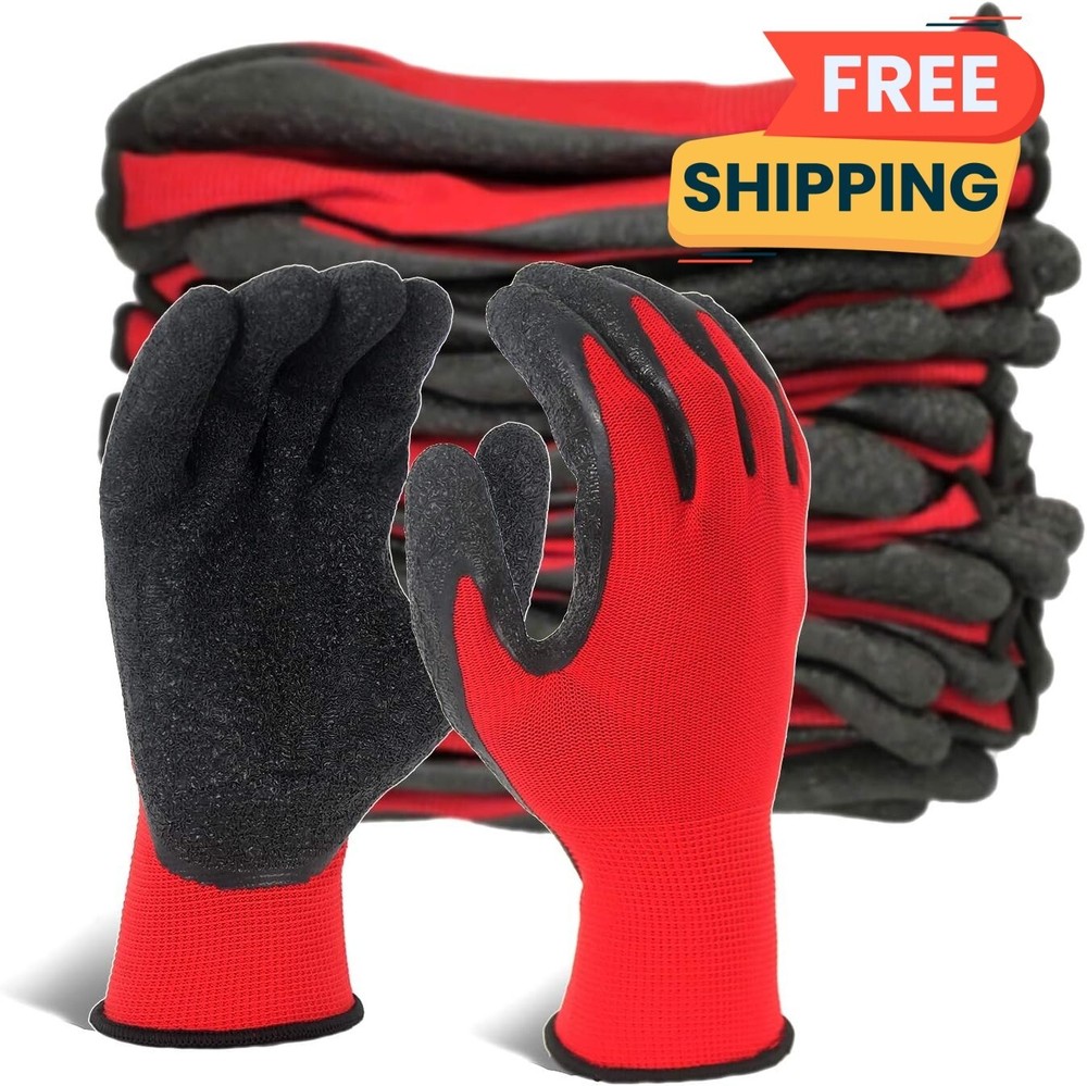 Safety work gloves with rubber coating, multipurpose, 12 pairs