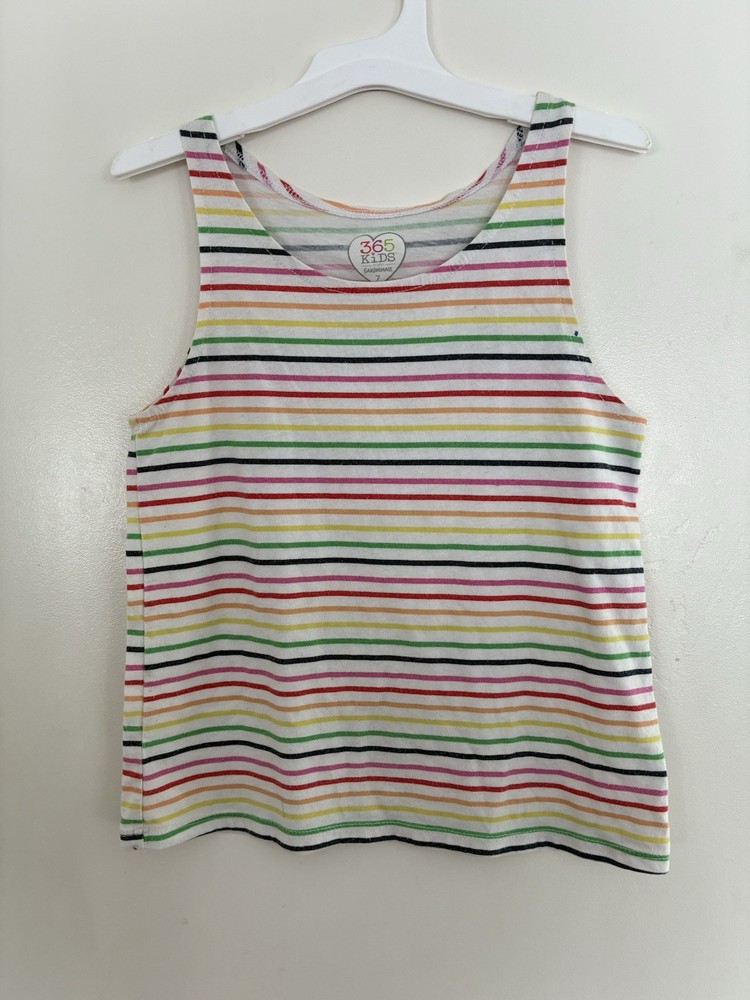 Garanimals Kids Girls Rainbow Striped Cotton Blend Sleeveless Tank Top Multi 7