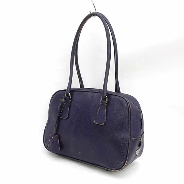 RARE PRADA Mini Boston Dark Purple Leather Shoulder Bag
