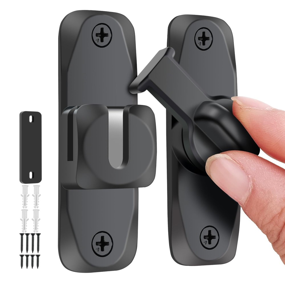 VEAPIZ 2 in 1 Barn Door Lock, 90/180 Degree Flip Sliding Barn Door Latches, G...