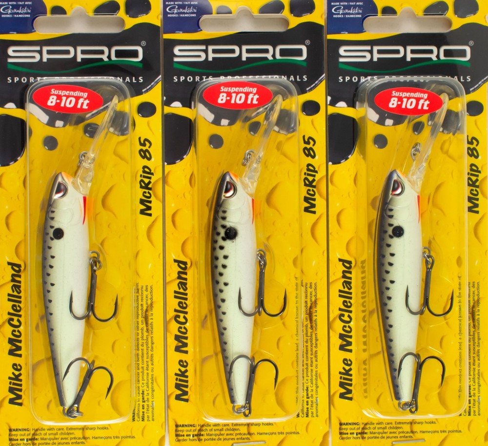 (LOT OF 3) SPRO MCRIP 85 JERKBAIT 1/2OZ SMR85CMT #13 CELL MATE L4351