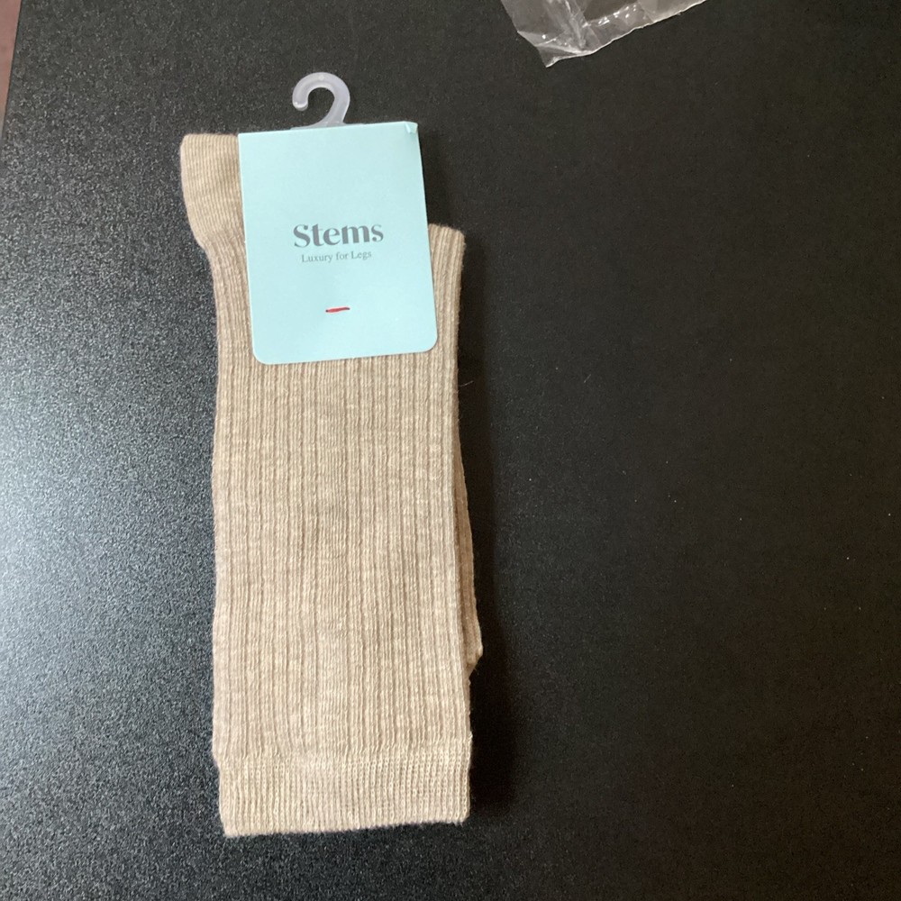 Eco-Conscious Cotton Cashmere Blend Crew Socks Beige One Size