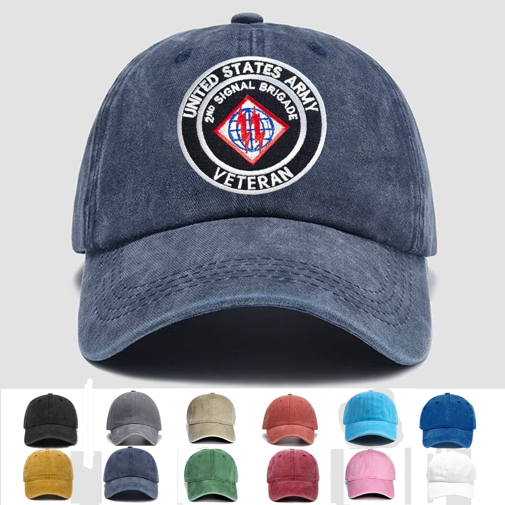 Custom Embroidered Hat US Army 2nd Signal Brigade Veteran, Trucker Hat, Gift