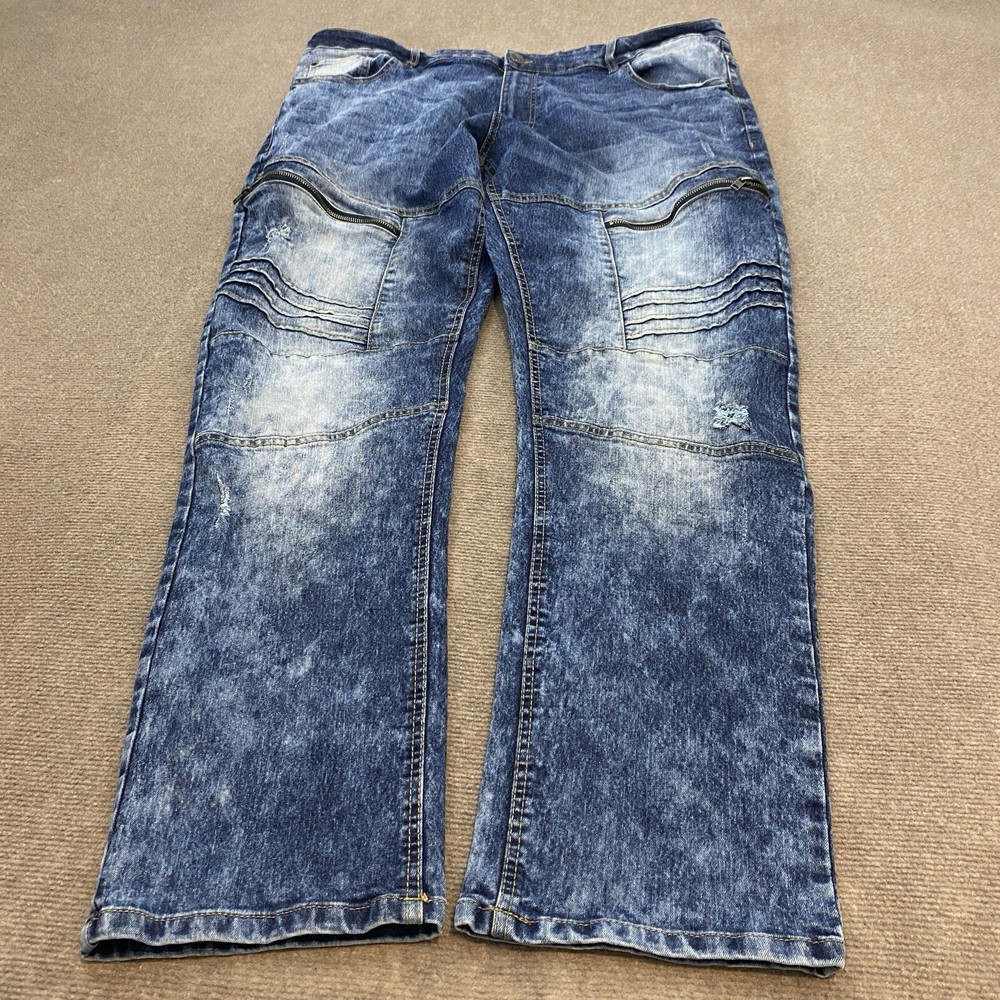 Southpole Jeans Mens Size 44x32 Blue Acid Wash Baggy y2k Distressed 90s