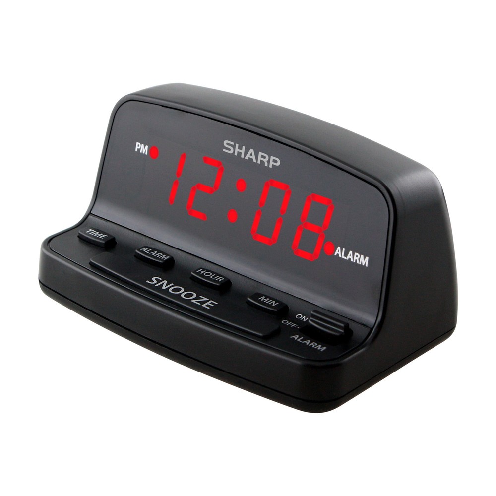 Midnight Black Digital Alarm Clock with Easy-Set Keyboard Controls