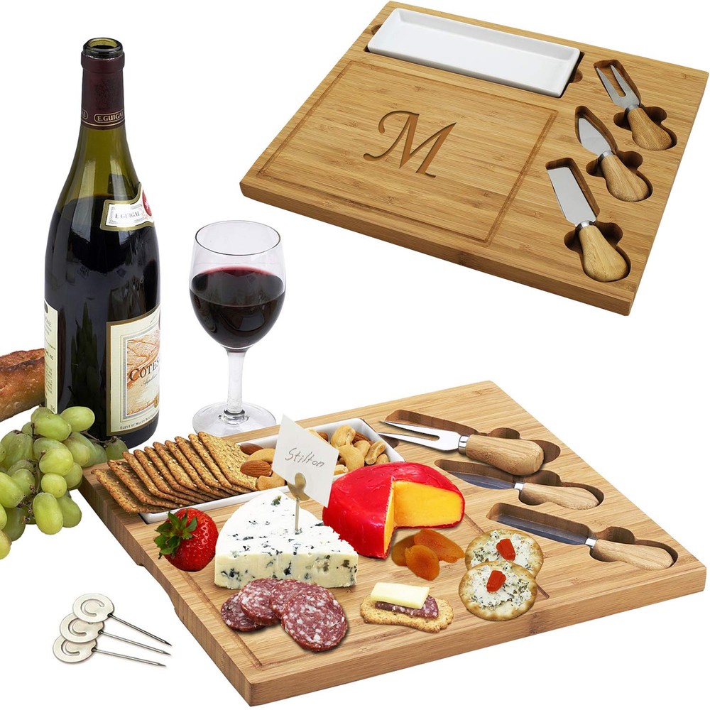 Personalized Monogrammed Engraved Bamboo Cutting Board for Cheese & Charcuter...