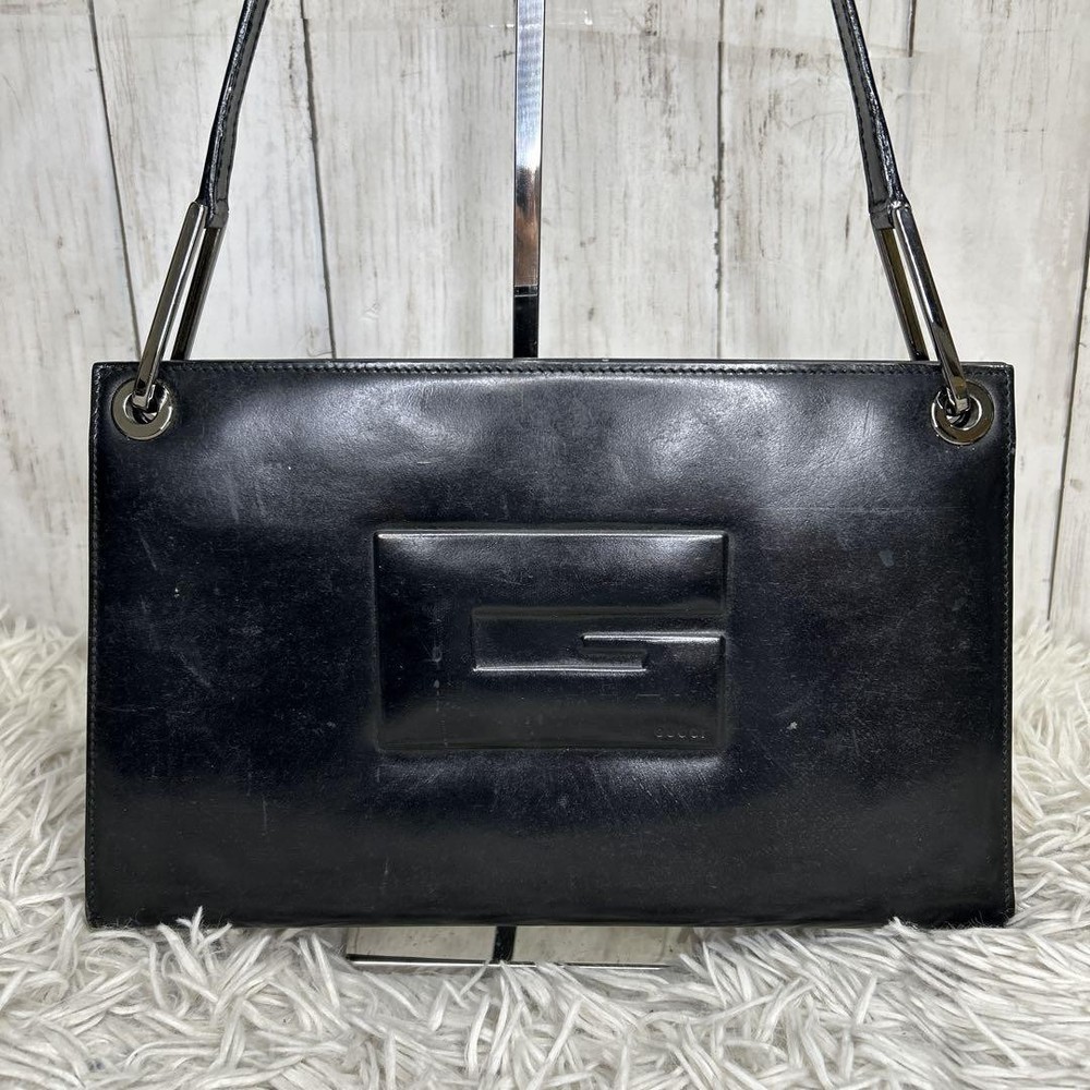 Vintage Gucci G Logo Enamel Patent Leather Shoulder Tote Bag