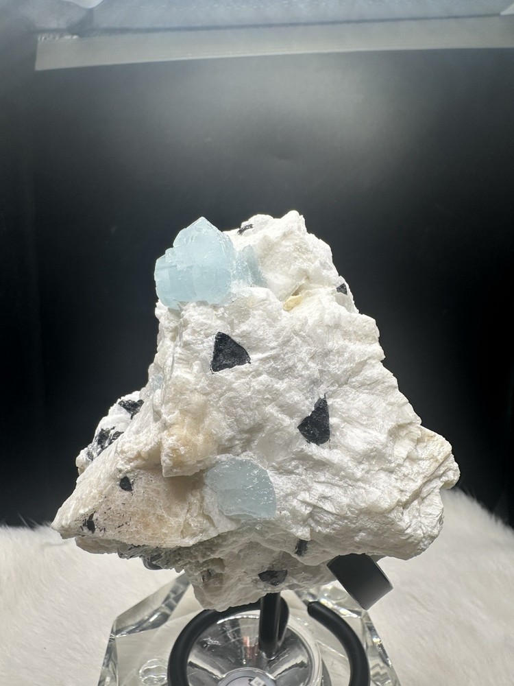 Aquamarine on Matrix with Quartz, Feldspar and Black Tourmaline 306g