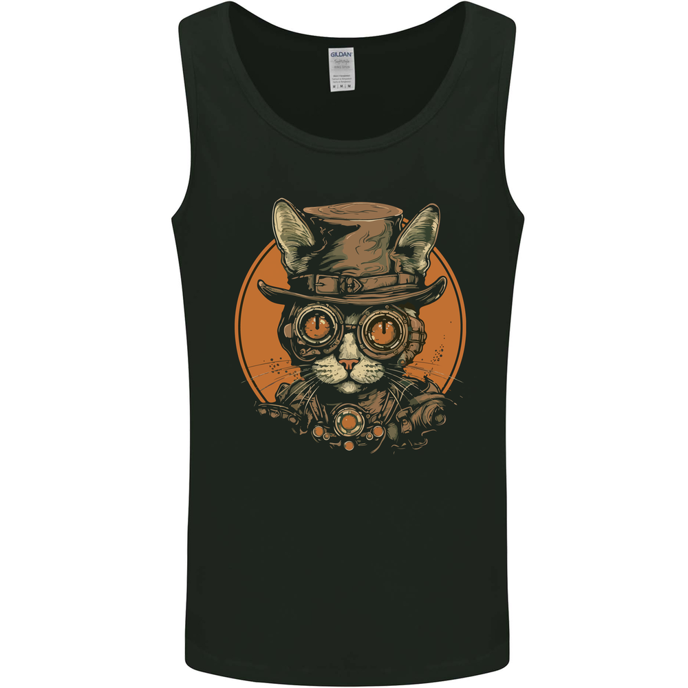 A Steampunk Cat With a Hat & Glasses Mens Vest Tank Top