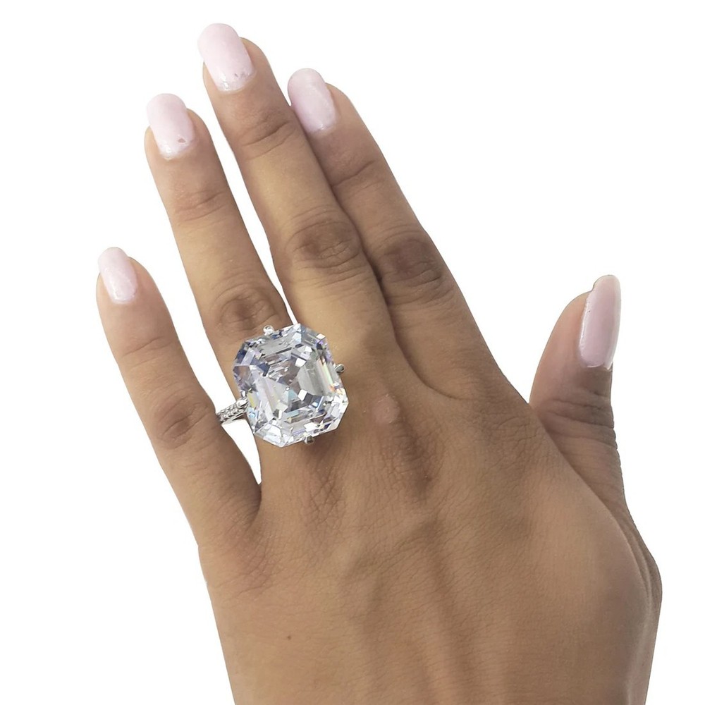 RARE 14.80 Ct Certified Treated White Diamond Solitaire Ring In 925 Silver